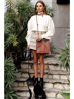 BEIS Cognac Croc Crossbody Bag NEW with tags